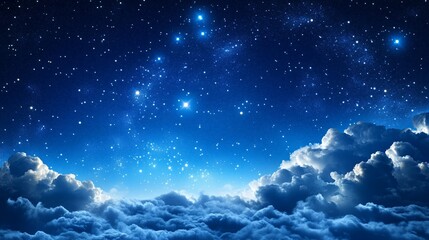 Space of night sky with cloud and stars.