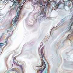 Liquid marble effect with flowing patterns, iridescent colors, smooth and glossy texture 