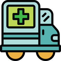 Canvas Print - Simple icon of a medical van transporting medical supplies and offering essential healthcare services