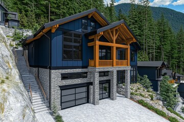 New luxury home, modern style with two car garage, generative AI