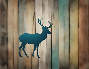 Vintage nature wood and silhouette animal background with peeling paint