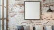 © Veayo - A crisp image capturing a blank frame mockup, hanging on a whitewashed brick wall, complemented by Scandinavian-style furnishings and soft, natural lighting that emphasizes simplicity and elegance