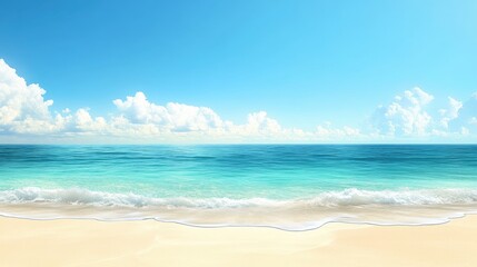 Empty tropical beach with white sand and crystal-clear water, space for text or branding