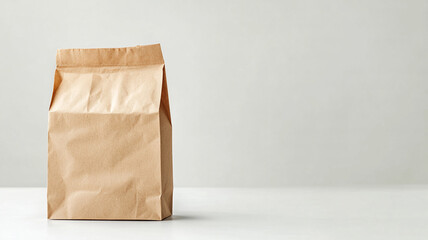 a brown paper bag for food delivery on a white background