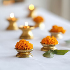 Canvas Print - diwali festival concept oil lamp with rangoli