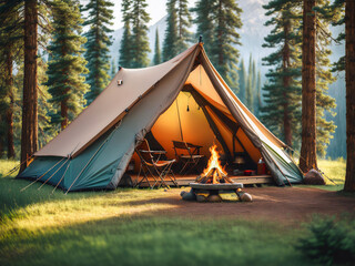 camping in the forest