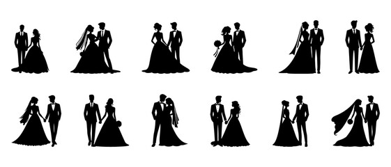 Wedding silhouette black filled vector Illustration icon