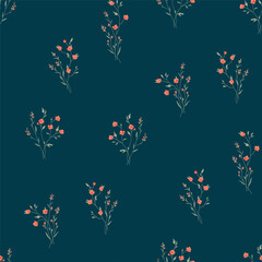 Wall Mural - Seamless spring vector pattern with floral motif for dress fabric