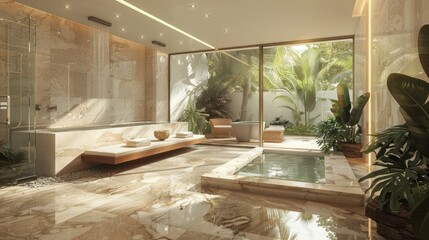 Wall Mural - Modern Spa Interior with Natural Light and Plants