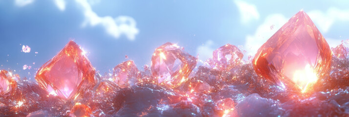 Poster - Sparkling pink diamonds in a dreamy setting