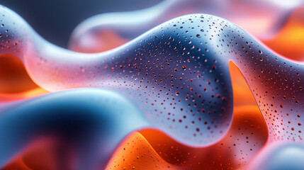 Poster - Abstract blue and orange shapes with water droplets.