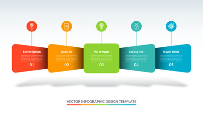 Canvas Print - infographic design template with 5 options, steps. can be used for timeline visualization, graph, ch