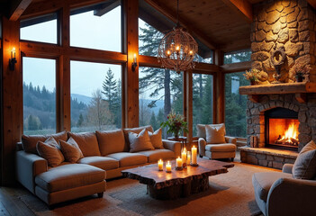 living room with fireplace