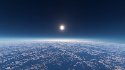 Wall Mural - a serene view above sparse clouds, with a deep blue sky