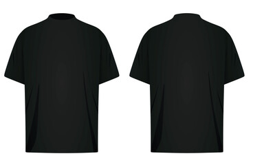 Black rep neck t shirt. vector illustration