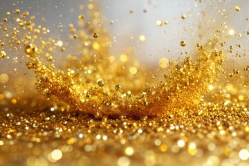 Canvas Print - golden glitter and splashes close-up with festive gold texture