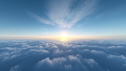 Wall Mural - a tranquil skyscape with minimal clouds, deep blue with a tiny bright sun just rising