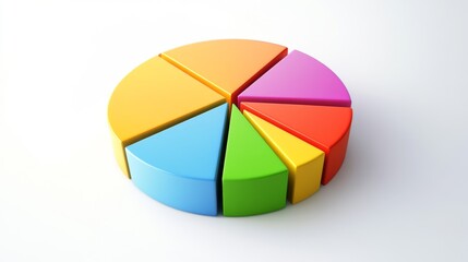Poster - A segmented 3D pie chart with raised portions, set against a minimalist white background, emphasizing key data points and trends in business analysis.