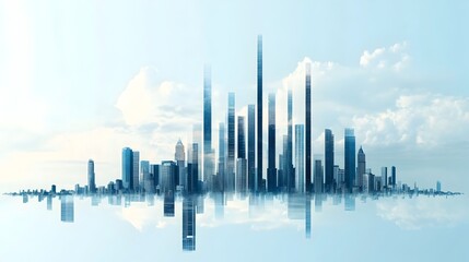 Aufkleber - Ascending Bar Graphs Depicting a Vibrant City Skyline of Urban Development and Business Growth   of Financial Analytics Technological Advancement and Economic Progress in a Modern Metropolis