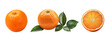 © muhamad - Orange collection. Orange fruit with green leaf on transparent background. cutout backround