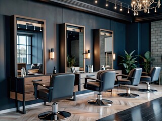 Interior design of a modern haircutting salon, modern barber shop