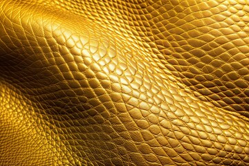 Canvas Print - golden reptile skin close-up with intricate scales and gold texture