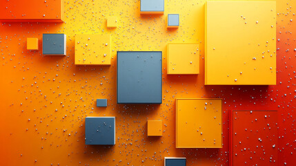 Sticker - Abstract geometric shapes in shades of orange and blue.