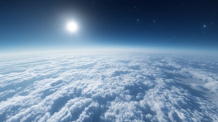 Wall Mural - a breathtaking view above the clouds, with a deep blue sky