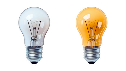 Wall Mural - switched off and switched on light bulb isolated on a transparent background