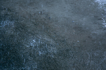 Wall Mural - Raindrops on the surface of the puddle. Shallow depth of field.