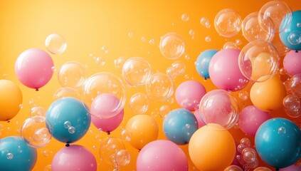 Wall Mural - Colorful Balloons and Bubbles