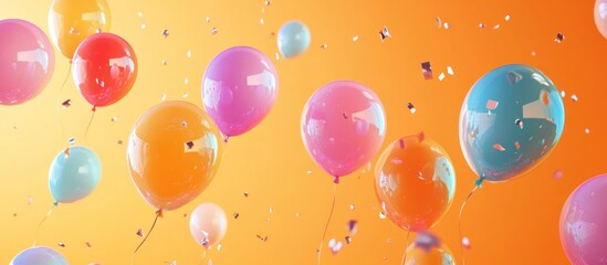 Canvas Print - Colorful Balloons and Confetti