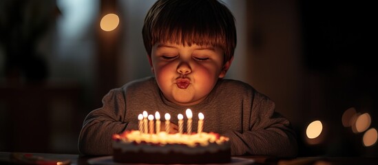 Wall Mural - Birthday Boy Blowing Out Candles