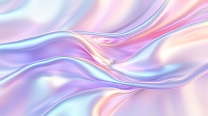 Wall Mural - Abstract Holographic Flowing Fabric Texture, iridescent, digital art