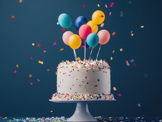 Sticker - Birthday Cake with Balloons