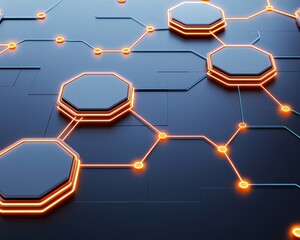 Fototapete - Abstract technology background with hexagons