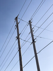 Wall Mural - power lines on a sky