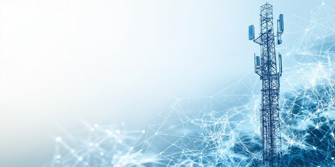 Poster - Telecommunication tower with glowing digital waves, symbolizing modern 5G technology, wireless communication, and the power of global connectivity through data transmission, Generative AI