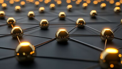 Golden spheres connected in a network.