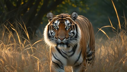 Wall Mural - Majestic close-up of a Sumatran tigers face showcasing its striking features and fierce demeanor