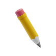 © Sensvector - Pencil with eraser 3d cartoon style vector illustration. Stationery object, office pen symbol of education, back to school and study. Creative writing and drawing icon