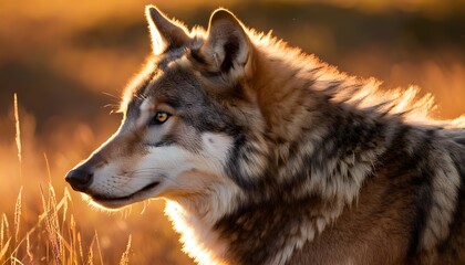 Wall Mural - Majestic wolf standing proudly in a serene wilderness setting