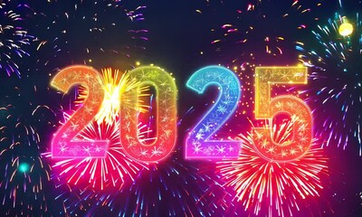 Wall Mural - a bright new year's fireworks display with the number 