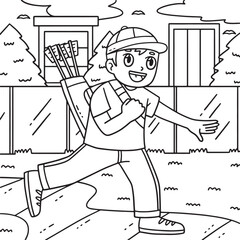 Poster - Archery Archer Carrying Quiver Coloring Page 