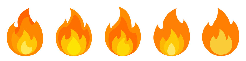 Wall Mural - fire icon. set of colorful flame icons. bright symbol of bonfire. vector illustration.