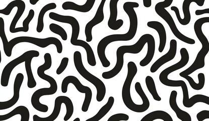 Wall Mural - black and white pattern of squiggles