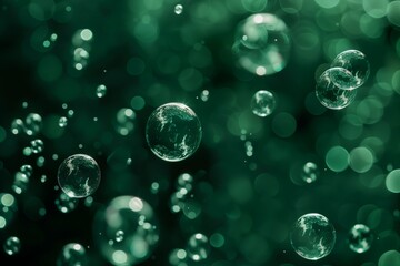 Sticker - A green background with many bubbles of different sizes