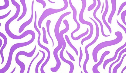 Wall Mural - Purple and white pattern of squiggles on a plain white background