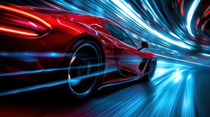 Wall Mural - Dynamic Sports Car with Motion Blur Effect