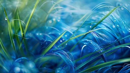 An intimate level of a grass in a rich nature it swirls of blue